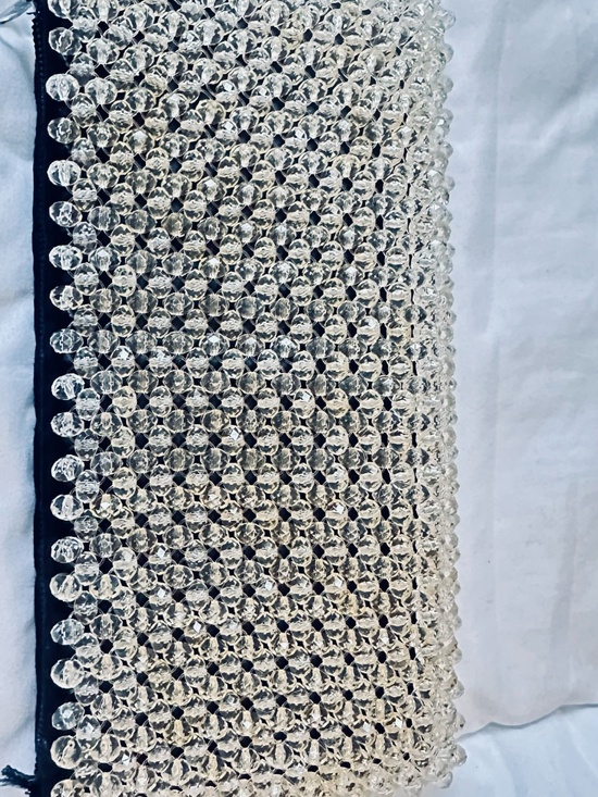 Vintage Crystal Fishnet Mesh Clutch Champagne Beaded Evening Bag Wedding Bridal - Picture 10 of 12